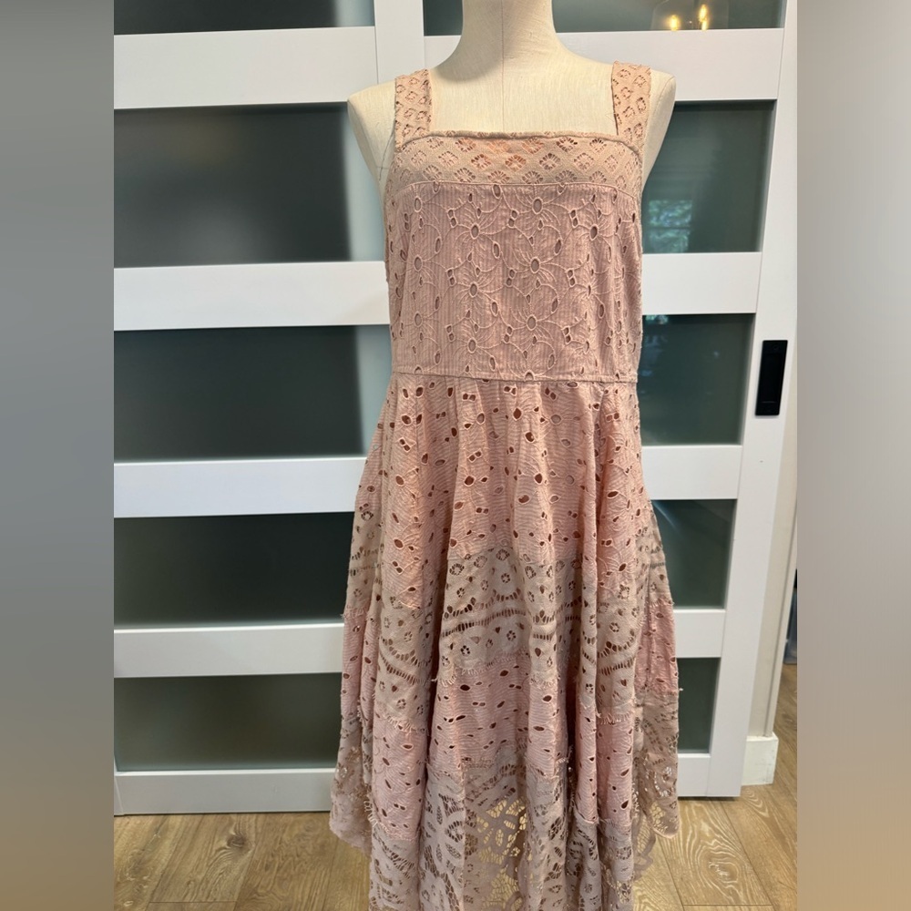 MAEVE for Anthropologie size 10 Azia eyelet lace sleeveless dusty rose dress - Picture 10 of 16